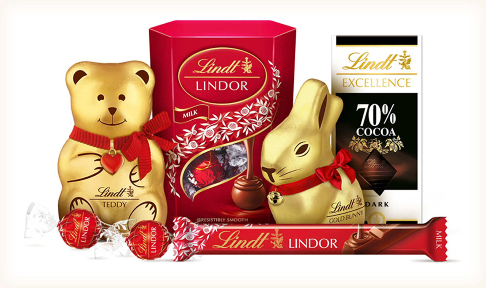 Various types of Lindt chocolate